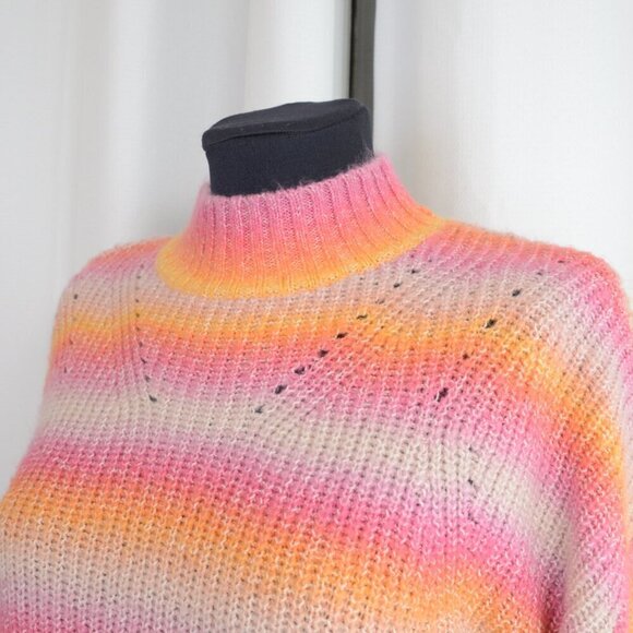 Rebecca Minkoff Cotton Blend Knit Rainbow Stripe Sweater Sz XS - Picture 5 of 7